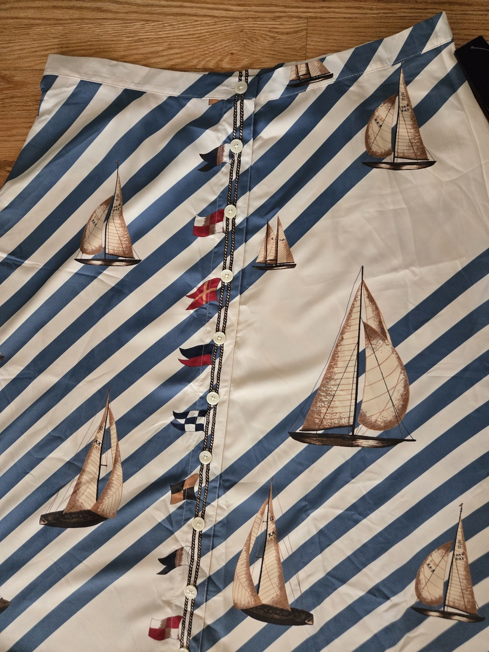 Lauren Ralph Lauren Sailboat Stripe Midi Skirt Nautical Sailboats - Picture 7 of 16